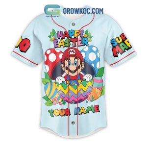 Super Mario Easter Is More Fun With My Peeps Blue Personalized Baseball Jersey