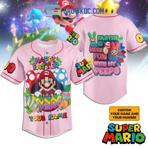 Super Mario Easter Is More Fun With My Peeps Pink Personalized Baseball Jersey