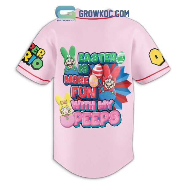 Super Mario Easter Is More Fun With My Peeps Pink Personalized Baseball Jersey