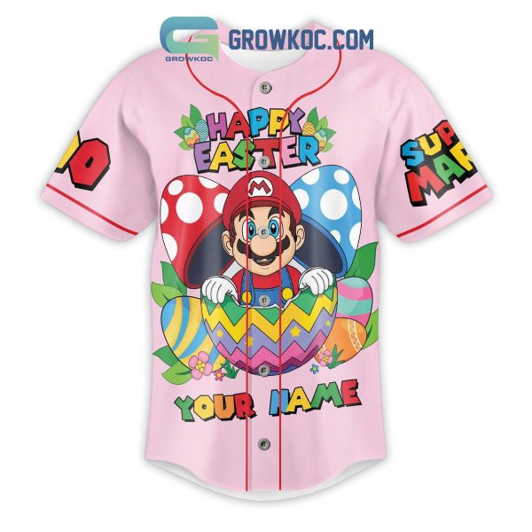 Super Mario Easter Is More Fun With My Peeps Pink Personalized Baseball Jersey