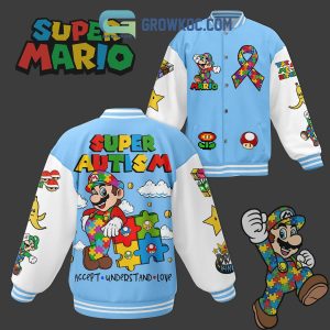 Super Mario Super Autism Accept Understand Love Fan Baseball Jacket