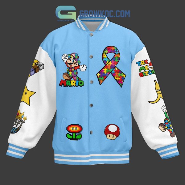 Super Mario Super Autism Accept Understand Love Fan Baseball Jacket