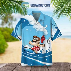 Super Mario Surfing Ocean Wave Hawaiian Shirt