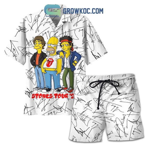 Stones And The Simspons Stone Tour 2024 Hawaiian Shirts With Shorts
