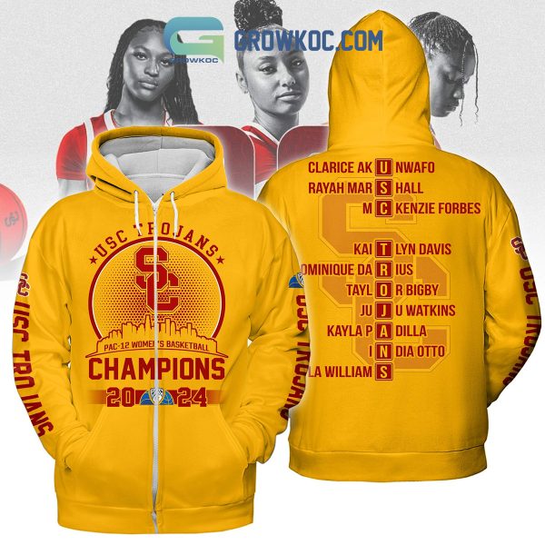 USC Trojans 2024 Pac 12 Champions Hoodie Shirts Yellow Version