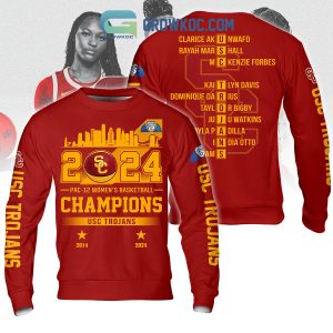 USC Trojans 2024 Pac 12 Women’s Basketball Champions Red Design Hoodie Shirts