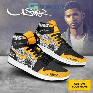 Usher OMG Love This Club Personalized Air Jordan 1 Shoes Black Lace