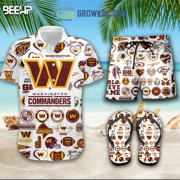 Washington Commanders Hawaiian Shirts And Shorts With Flip Flop