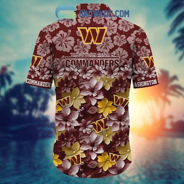 Washington Commanders Hibiscus Summer Flower Hawaiian Shirt