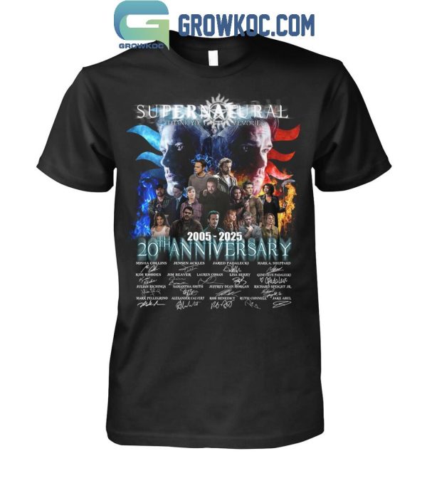 2005-2025 Supernatural 20th Anniversary Thank You For The Memories T-Shirt