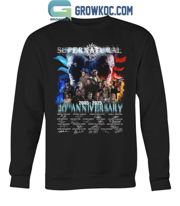 2005-2025 Supernatural 20th Anniversary Thank You For The Memories T-Shirt