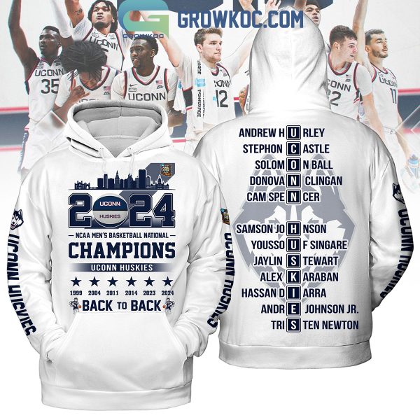 2024 Basketball National Champions Uconn Huskies White Design Hoodie T Shirt