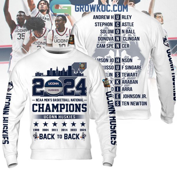 2024 Basketball National Champions Uconn Huskies White Design Hoodie T Shirt