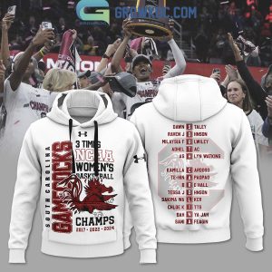 3 Times Champions South Carolina Gamecocks NCAA Women’s Basketball White Hoodie Shirts