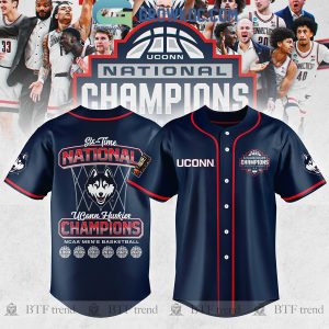 6 Times Champions Uconn Huskies National Champions Baseball Jersey
