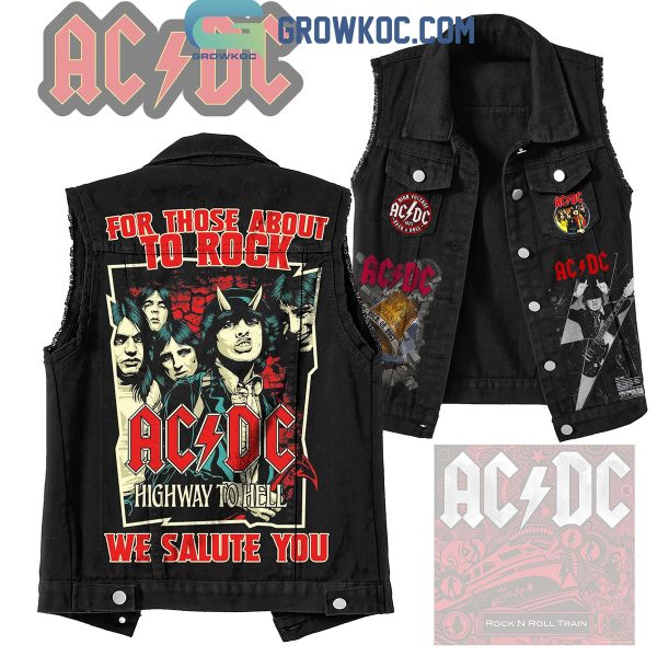 ACDC For Those About To Rock We Salute You Sleeveless Denim Jacket