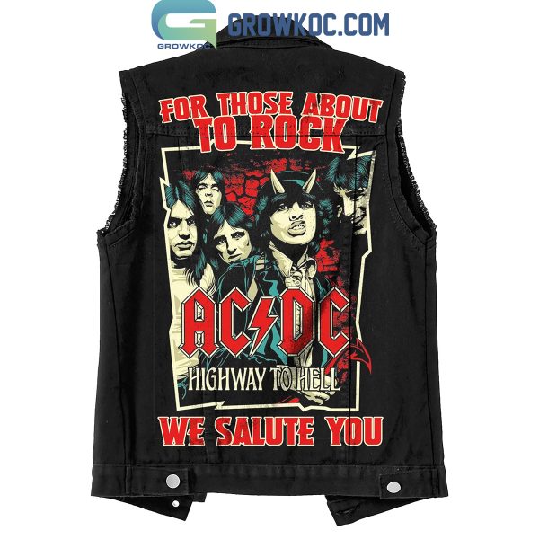 ACDC For Those About To Rock We Salute You Sleeveless Denim Jacket