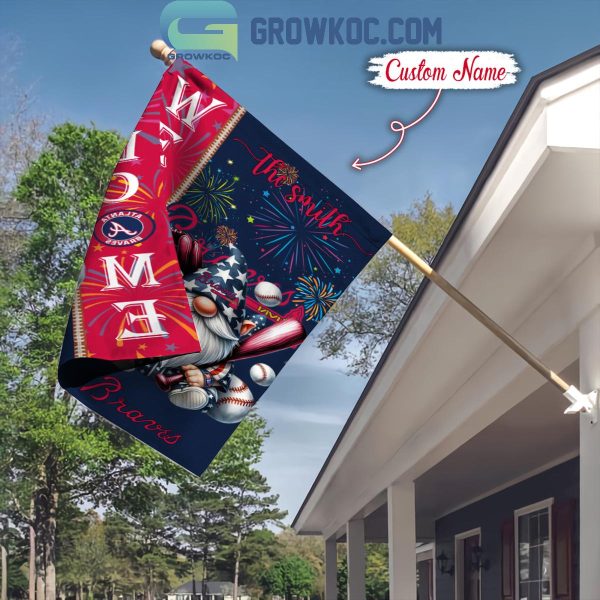 Atlanta Braves Happy 4th Of July Independence Day Personalized House Garden Flag