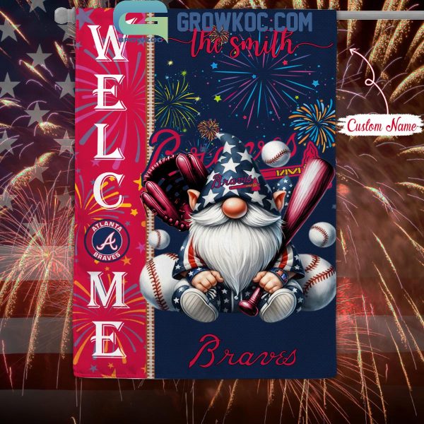 Atlanta Braves Happy 4th Of July Independence Day Personalized House Garden Flag