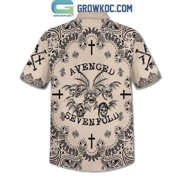 Avenged Sevenfold Skull Tomb Bat Hawaiian Shirts Beige Design