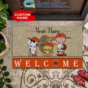 Baltimore Orioles Snoopy Peanuts Charlie Brown Personalized Doormat