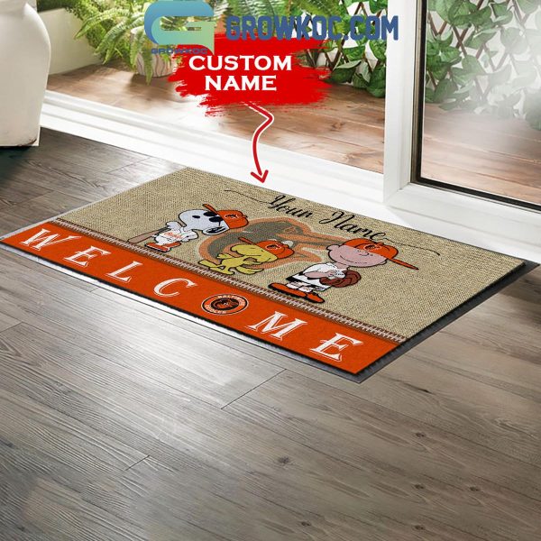 Baltimore Orioles Snoopy Peanuts Charlie Brown Personalized Doormat