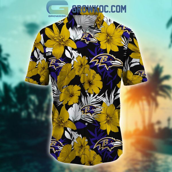 Baltimore Ravens Tropical Aloha Hibiscus Flower Hawaiian Shirt