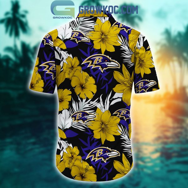 Baltimore Ravens Tropical Aloha Hibiscus Flower Hawaiian Shirt