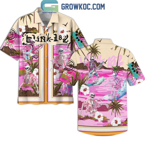 Blink 182 Pop Punk Skull Party Pink Hawaiian Shirts