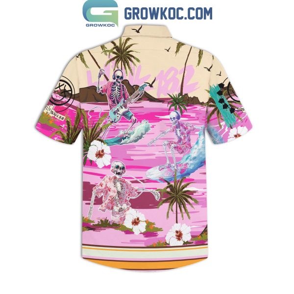 Blink 182 Pop Punk Skull Party Pink Hawaiian Shirts