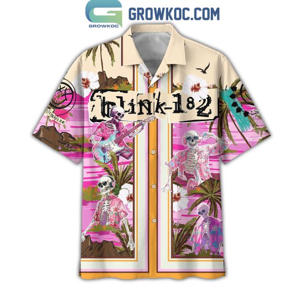 Blink 182 Pop Punk Skull Party Pink Hawaiian Shirts