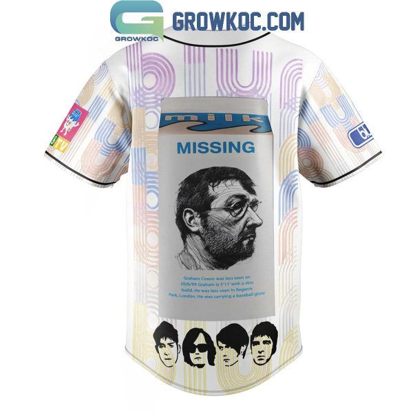 Blur Graham Coxon Missing I Just Want Coffee And TV Baseball Jersey