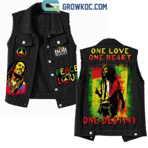 Bob Marley One Love One Heart One Destiny Sleeveless Denim Jacket