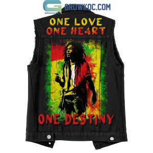 Bob Marley One Love One Heart One Destiny Sleeveless Denim Jacket