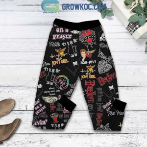 Bon Jovi Always Livin’ On A Prayer I’m A Jovi Girl Fleece Pajamas Set