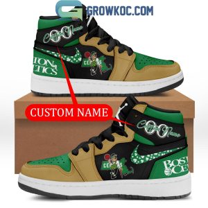 Boston Celtics Loves Basketball Team Black Version Personalized Air Jordan 1 Shoes