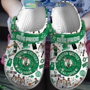 Boston Celtics Loves Basketball Team Celtic Pride White Crocs Clogs