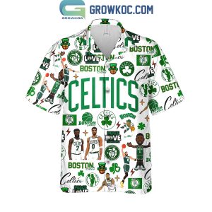 Boston Celtics Peace Love Basketball Fan Hawaiian Shirts