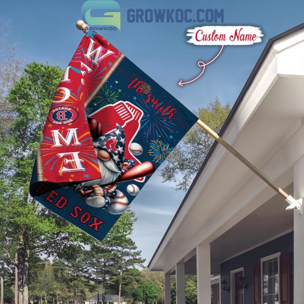 Boston Red Sox Happy 4th Of July Independence Day Personalized House Garden Flag
