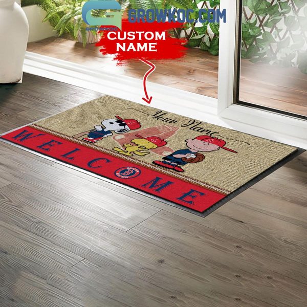 Boston Red Sox Snoopy Peanuts Charlie Brown Personalized Doormat