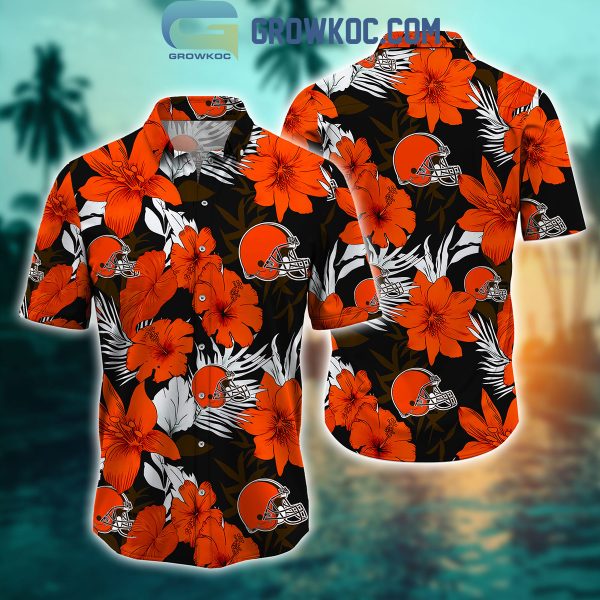 Cleveland Browns Tropical Aloha Hibiscus Flower Hawaiian Shirt