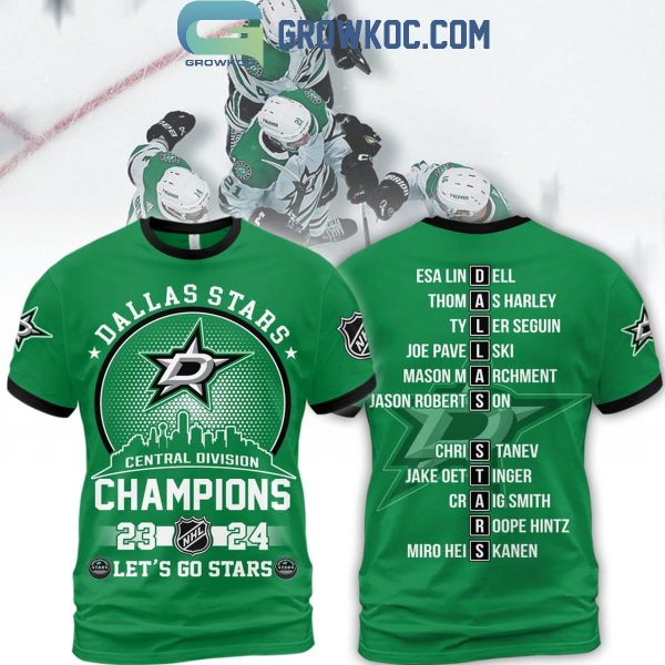 Dallas Stars Central Division Champions 2024 Let’s Go Stars Green Hoodie Shirts