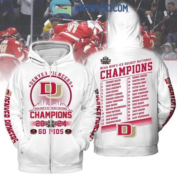 Denver Pioneers 2024 NCAA Men’s Ice Hockey National Champions Hoodie Shirt White