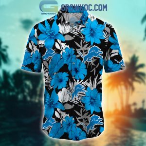 Detroit Lions Tropical Aloha Hibiscus Flower Hawaiian Shirt