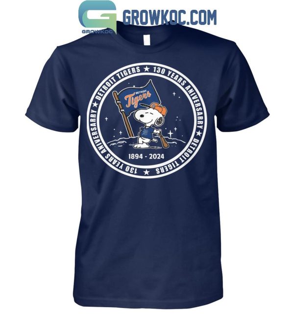 Detroit Tigers 1894-2024 130 Years Of Anniversary Snoopy Celebration T-Shirt
