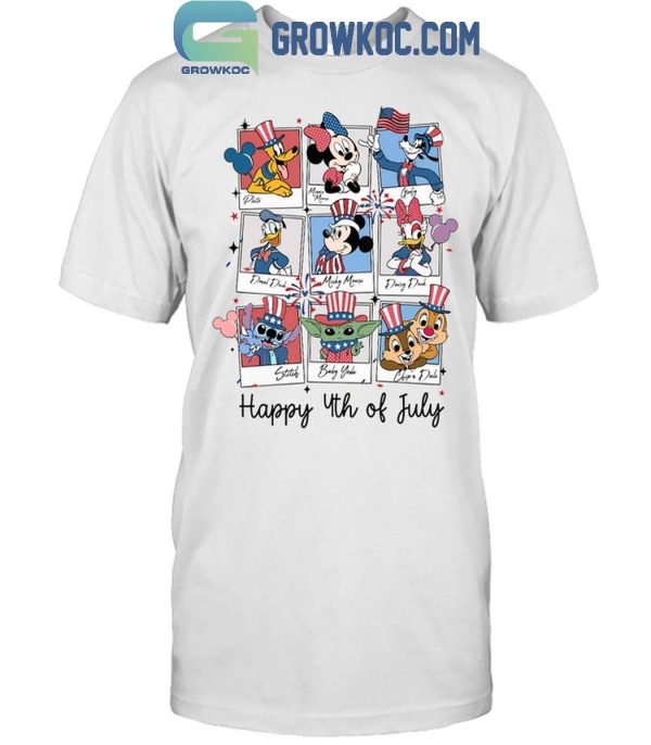 Disney Mickey Mouse Stitch Baby Yoda 4th Of July T-Shirt