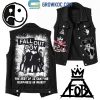 Fall Out Boy Black And White Sleeveless Denim Jacket