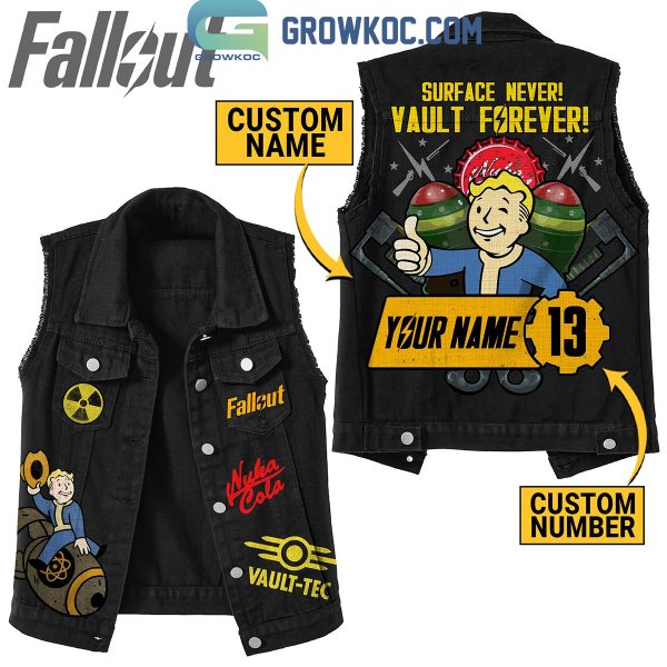 Fallout Surface Never Vault Forever Personalized Sleeveless Denim Jacket