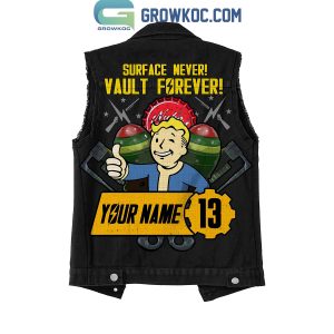Fallout Surface Never Vault Forever Personalized Sleeveless Denim Jacket