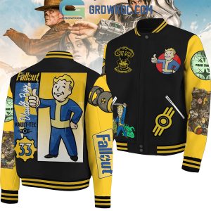 Fallout Vault Boy Vault-Tec Black And Yellow Baseball Jacket